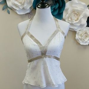 Sexy Party Top Size Medium Beaded White